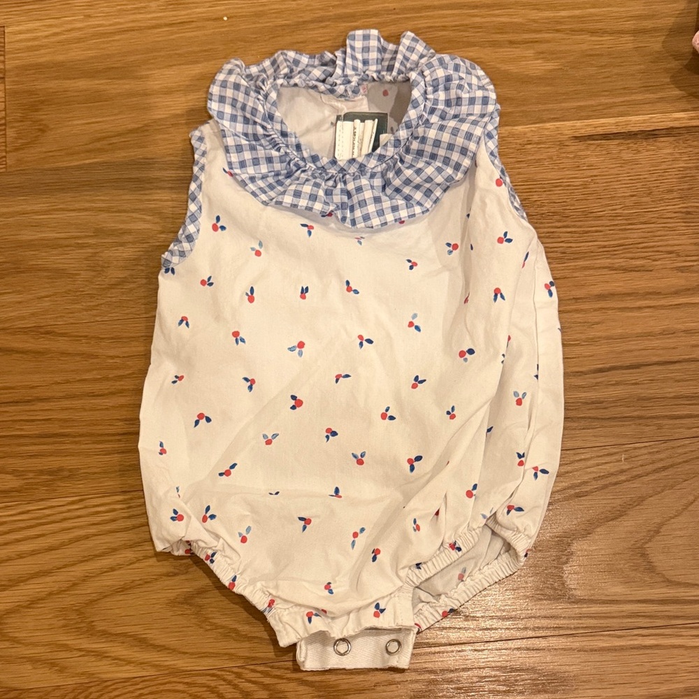 Adorable Blue Checkered Collar Baby Romper